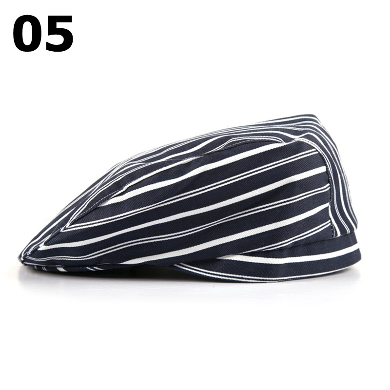 12 Colors Striped Chef Hat Hotel Uniform Cooking Hats Catering Restaurant Hat Working Wear Hat Casual Soft Caps 56-58cm