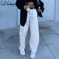 Weekeep Fashion Pocket White Women's Jeans Streetwear High Waist Jeans Vintage Straight Harajuku 2020 Denim Pants Cargo Pants