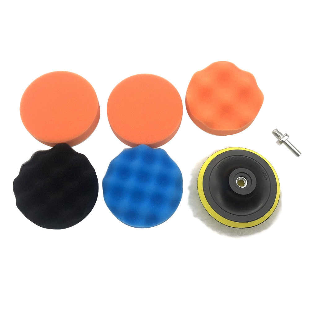 alloet 7pcs 4 inch Auto Car Polishing Buffing Pads with M14 Drill Adapter for Car Polisher Power Tool Accessories Dropshipping