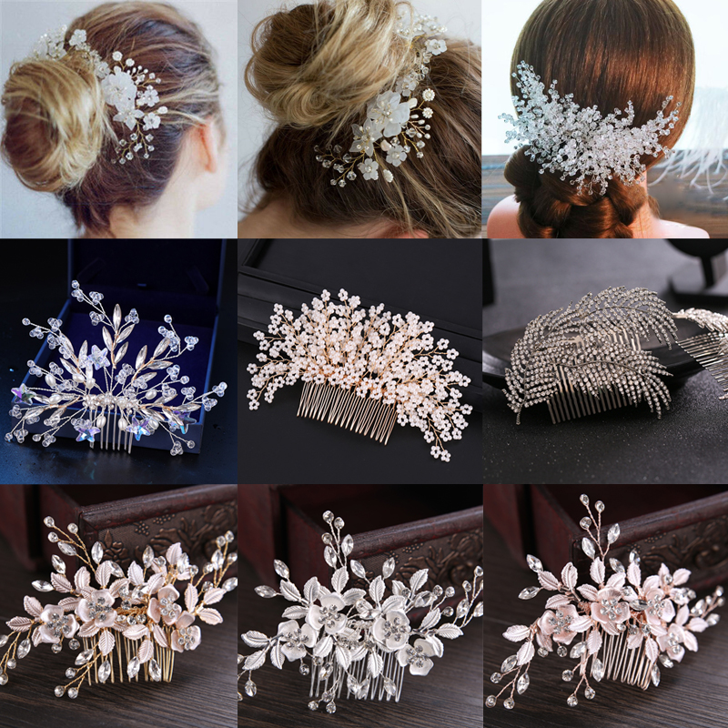 Bridesmaid Side Comb Wedding Party Bridal Jewelry Accessories Luxury Pearl Flower Crystal Hair Pins Clips Headwear