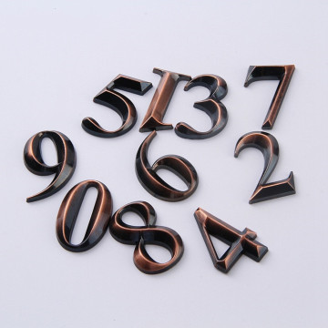 3D 0-9 Digital Modern House Number Sticker Digital Advertising Word Plastic Golden Hotel Apartment Door Sticker Number Room