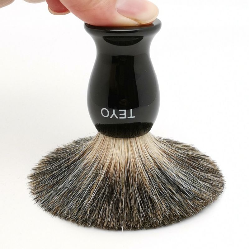 TEYO Pure Badger Hair Shaving Brush of Resin Handle Perfect for Man Wet Shave Cream Safety Double Edge Razor Beard Brush