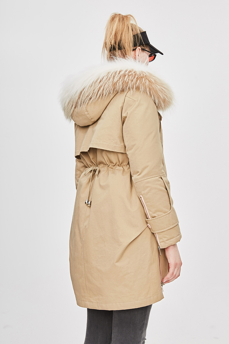 Women Collision Color Hoodie Parka Jacket