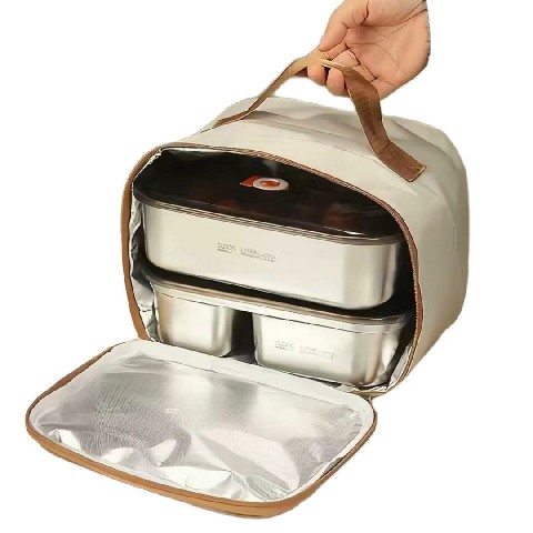 Stainless steel lunch box set.