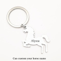 Custom Steed Horse Name Aanimal Pet keychain Stainless Steel Keyring Keychain Pendant Key Bag Chain Creative Gift