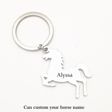 Custom Steed Horse Name Aanimal Pet keychain Stainless Steel Keyring Keychain Pendant Key Bag Chain Creative Gift