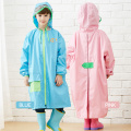 QIAN RAINPROOF Kids Rain Coat With Sleeves Flowering In Rain Children Rainwear Hidden Schoolbag Rainsuit Big Brim Raincoat