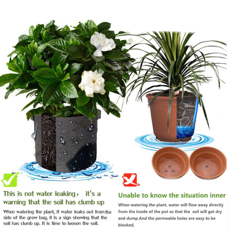 1 Gallon Plant Grow Bags Garden Tools Fabric Pot Jardim Home Gardening Flowers Plant Growing Grow 1/5pcs