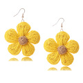 Rattan Earrings for Women Statement Boho Raffia Straw Wrapped Flower Drop Dangle Earrings Summer Tropical Beach Jewelry