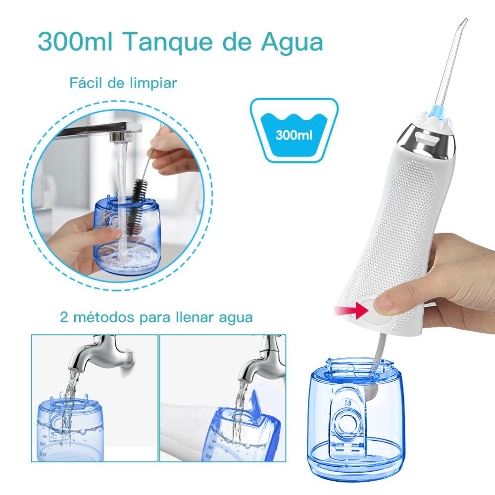 h2ofloss Oral Irrigator 5 Modes 300ml USB Rechargeable Portable Dental Water Floss Irrigator Dental Teeth Cleaner+5 Jet Tip&Bag