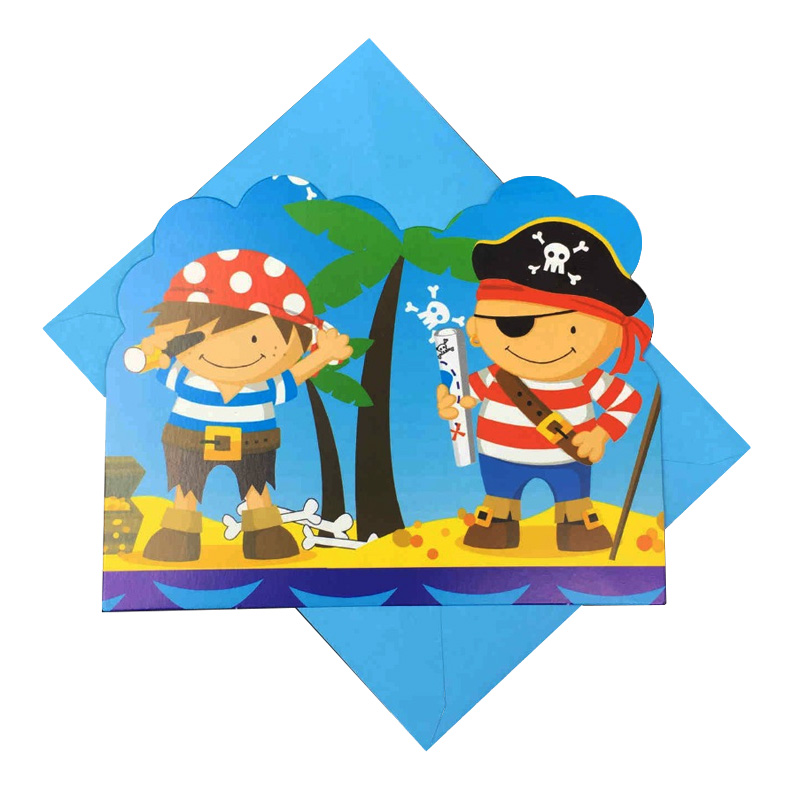 New Blue Little Pirate Cartoon Paper Cup+Plate+Napkin+Flag Boy Birthday Party Festival Wedding Banners Decoration Supply