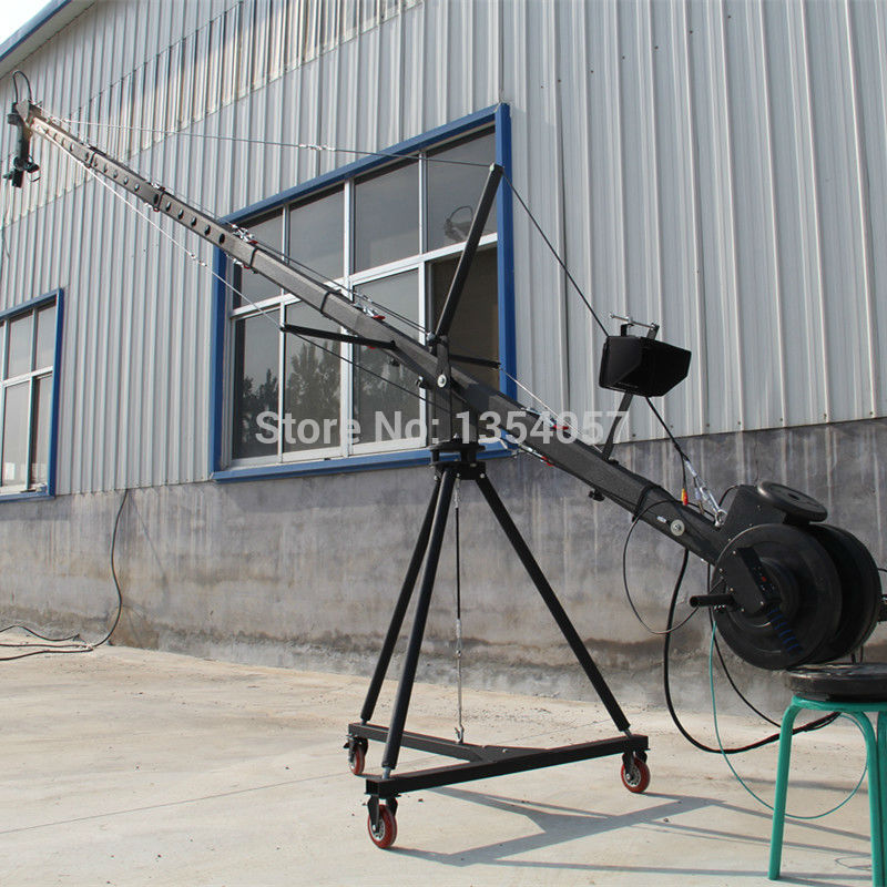 jib crane 10m 3-axis Octagon pan tilt head portable camera crane dslr with dolly and monitor Factory supply