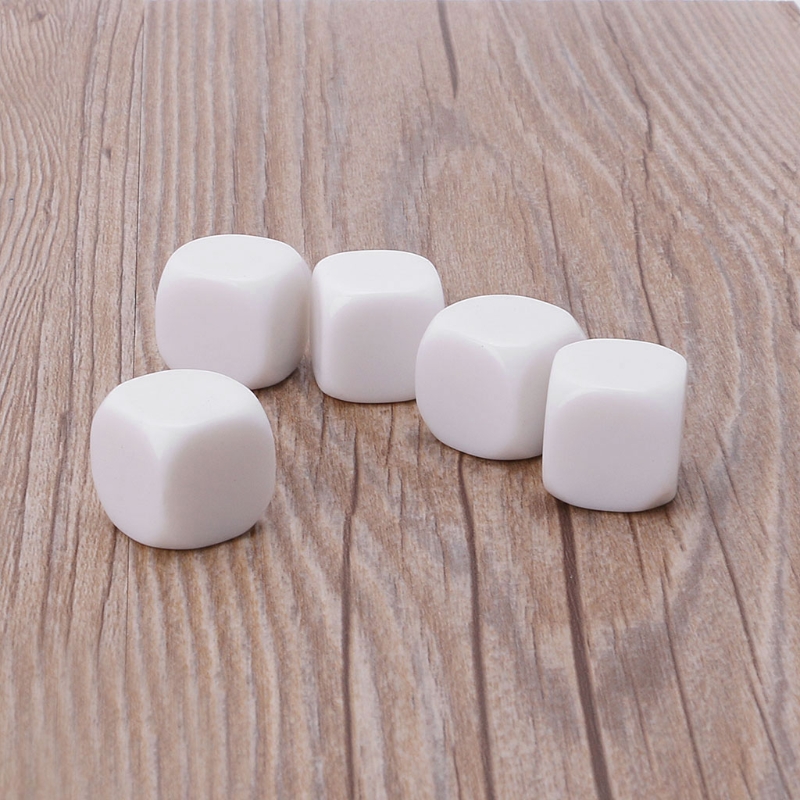 5pcs 20mm White Blank Acrylic Dice Kid DIY Write Painting Graffiti Family Games Multi Sides Dice for Board Game