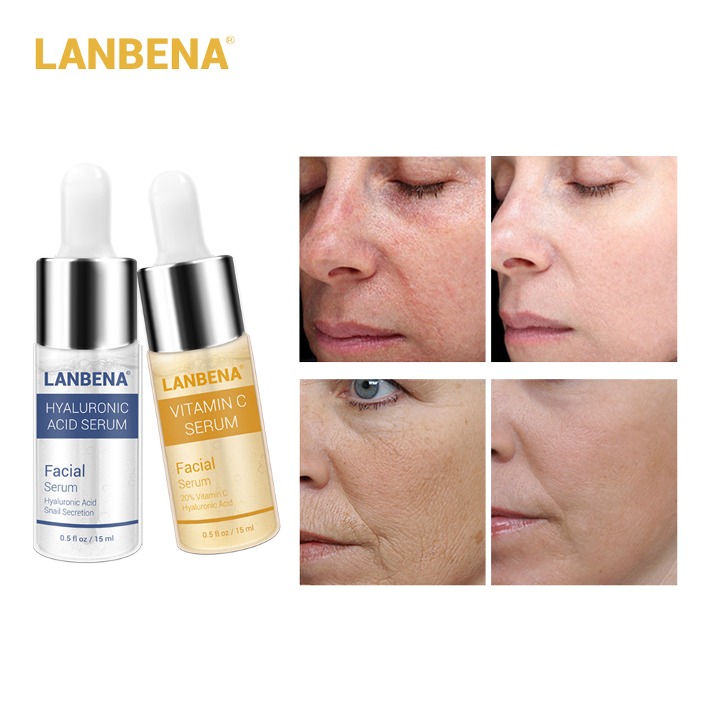 LANBENA Vitamin C Serum+Hyaluronic Acid Serum Anti-Aging Moisturizing Skin Care Firming Treatment Whitening Moisturizing