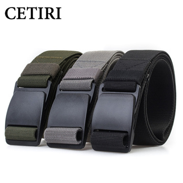 CETIRI 3.8cm Unisex Tactical Web Belt Men Women Military Stretch Webbing Belt With POM Plastic Buckle for Outdoor Hiking