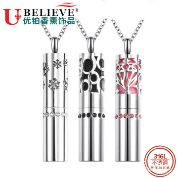 Snow Pattern Stainless Steel Aroma Pendant Storage Bottle Necklace Aromatherapy Essential Oil Diffuser Locket Pendant Jewelry