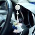 Car pendant creative fashion crystal ball inlaid rearview mirror men and women car decoration gifts car decorations ornaments