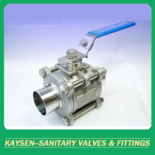 3A/DIN Sanitary ball valves welding 3PC non-rentention