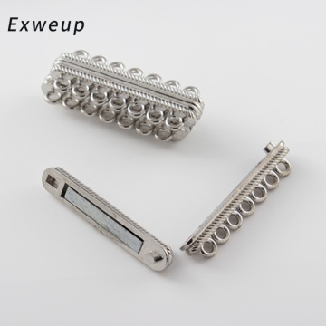 10pcs/lot Stripe Pattern Carved 2 Row Magnetic Clasps Findings Jewelry Making Connectors Accessories 48*14mm