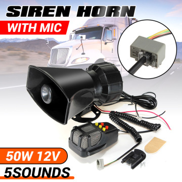 Loud Car Horn Police Speakers 12V 50W Truck Train Siren Air Horn dukes of hazzard 5 Sounds Cry Megaphone Alarm Amplifier Hooter