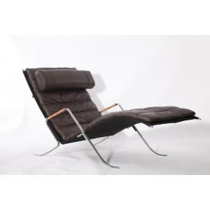 Brown Leather FK87 Grasshopper Chaise Lounge Chair Replica