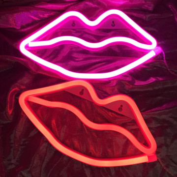 Lip Neon Signs LED Neon Light Wall Signs Art Decorative Lights Wall Decor for Children Baby Room Hose Bar Wedding Party Decorati