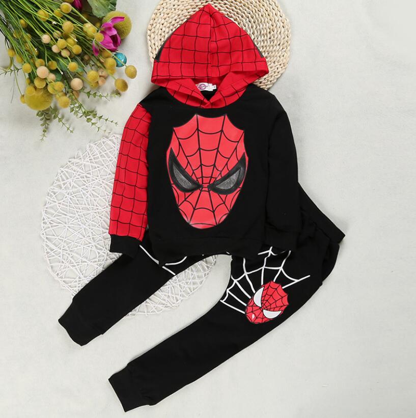 Spiderman children costume boys clothing sets spring coat kids Pant 2pcs clothes Set girls hoodies and sweatshirt trousers baby