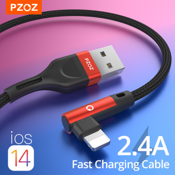 PZOZ For iphone 11 pro Xr Xs Max 8 7s 6 plus 6s 5 5s se ipad cable USB Cable Fast Charging 90 Degree usb cord cable For iphone