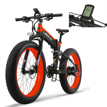 LANKELEISI 1000W Powerful Foldable Electric Bike with 26 inch 48V 14.5A Li-ion Battery Fat Tire Electric Bicycle Upgraded Fork