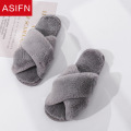 ASIFN Winter Women House Slippers Faux Fur Warm Flat Shoes Bedroom Female Slip on Home Furry Ladies Slippers Dropshipping