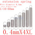 10Pcs 304 Stainless Steel Dual Hook Small Tension Spring Hardware Accessories Wire Dia 0.4mm Outer Dia 4mm Length 15-50mm