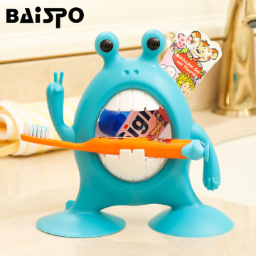 BAISPO Cartoon frog Bathroom toothpaste toothbrush holder Wall Mount kids christmas Bathroom accessories set storage rack box