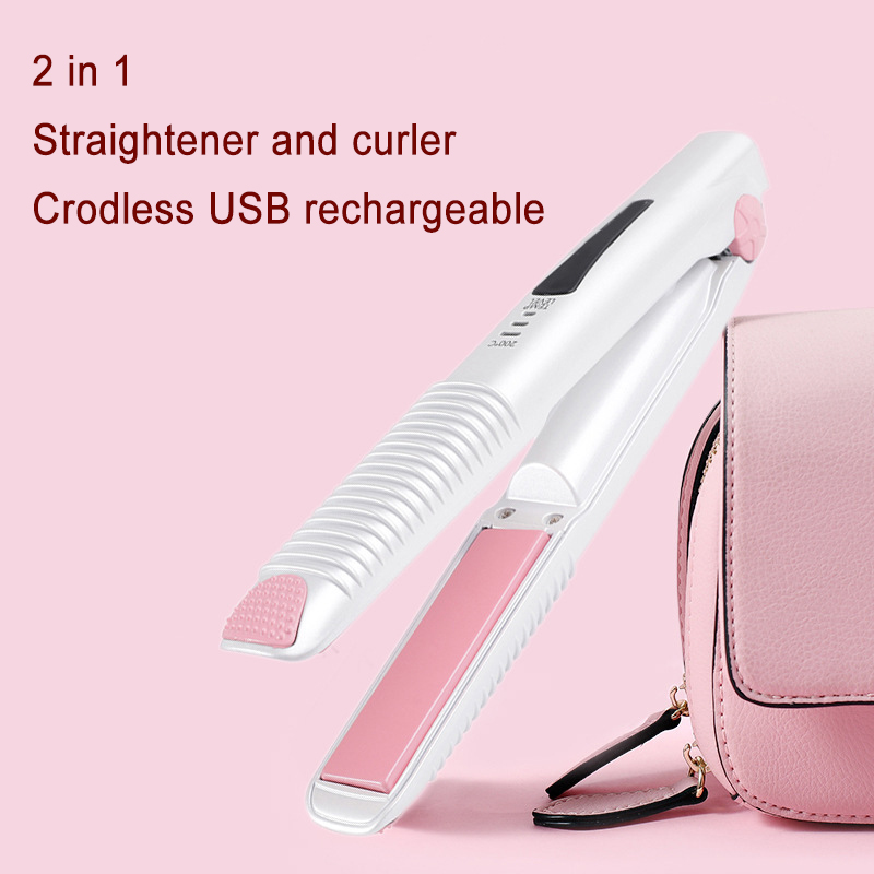 Crodless Straightening Irons USB Rechargeable Hair Straightener Portable Hair Curling Irons Splint Professional Hair Flat Irons