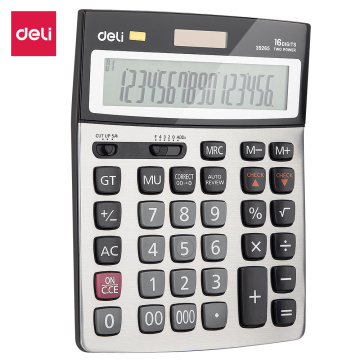 Deli Calculator E39265- 16 digit Metal universal programmer 120 Steps Check dual power solar office finance desktop calculators