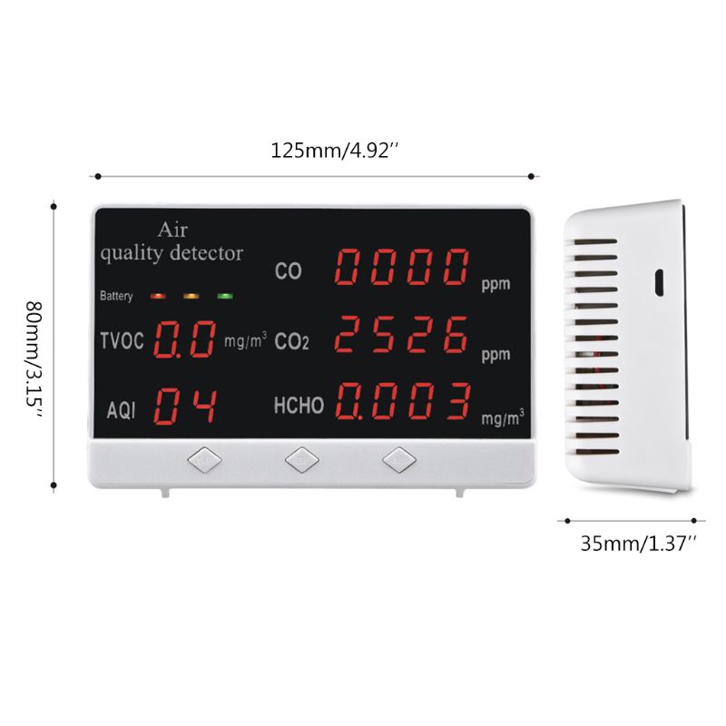 Indoor Outdoor Air Quality Monitor CO/HCHO/TVOC Tester CO2 Meter Gas Analyzer