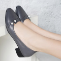 Women Pumps Grey Boat Shoes Pu Leather Dress Shoes Medium Heels Office Shoes Rhinestone Slip on Shoes zapatos mujer N7793