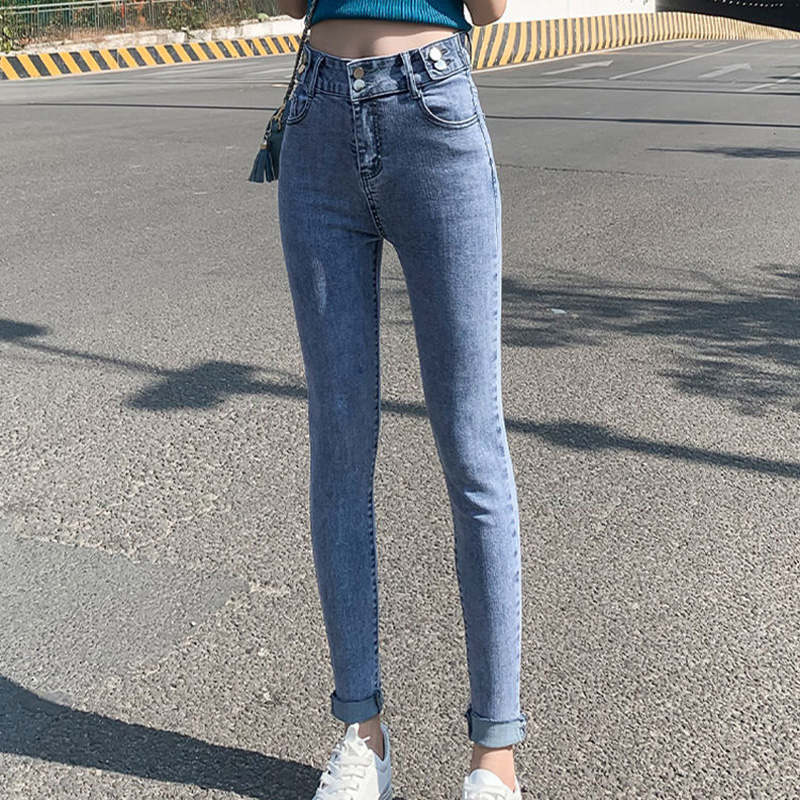 Korean High waist jeans women casual Skinny Pencil pants basic Stretch Denim Ankle Length Pants slim Butt Lifting jeans