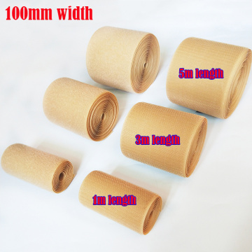100mm Width Khaki velcros no adhesive fastener tape sewing magic hook and loop tape sticker velcroing strap couture clothing