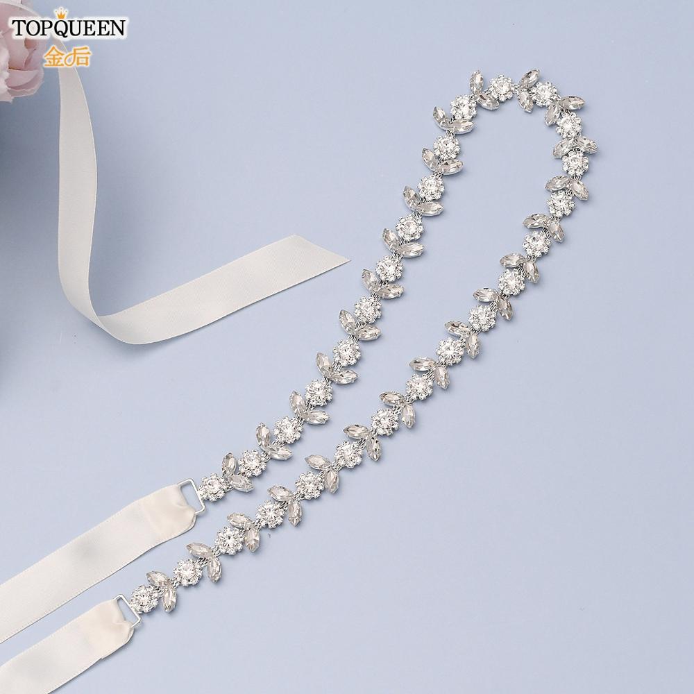 TOPQUEEN S440 Thin Bridal Belt Wedding Belt for Bride Dress Women Silver Belts for Dresses Wedding Gown Belt Belts for Girls