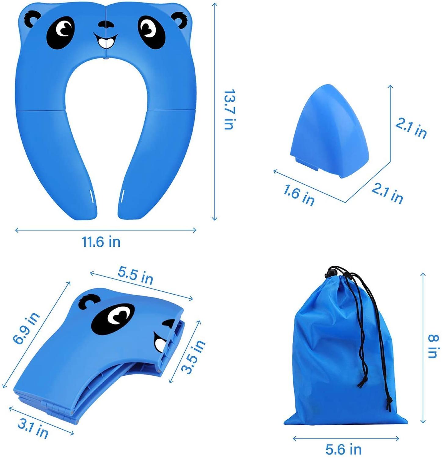 Toilet Training Seat Portable Toilet Seat Toddler PP Material with Carry Bag and 10 Packs Disposable Toilet Seat Covers (blue)