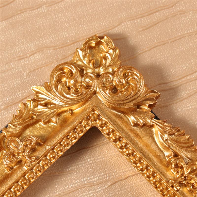 Retro Rectangle Resin Picture Frame Golden Mini Photo Frame Desktop Ornament Jewelry Display Frame for Bedroom Home Decor