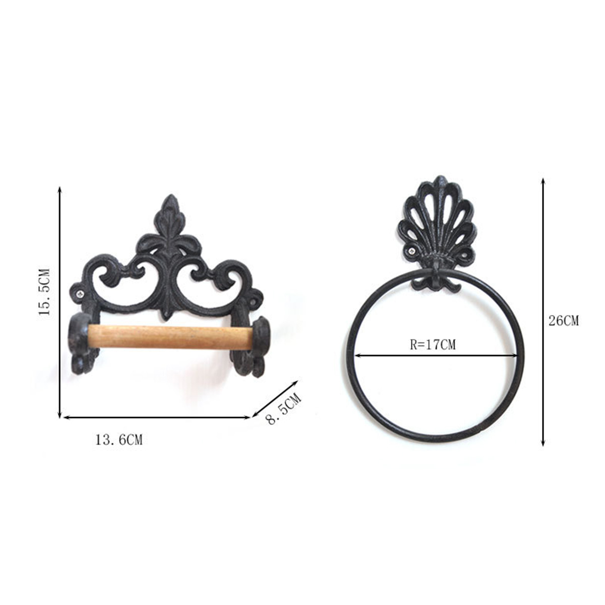 1PC Towel Ring Wrought Iron American Round Shaped Household Vintage Towel Rack Holder for Home Decor Bathroom Toliet