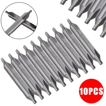 10pcs/Set 60 Degree High Speed Steel Countersinks 2.5mm Center Drill Combined Drill Bits for Hole Machining Reduces Error