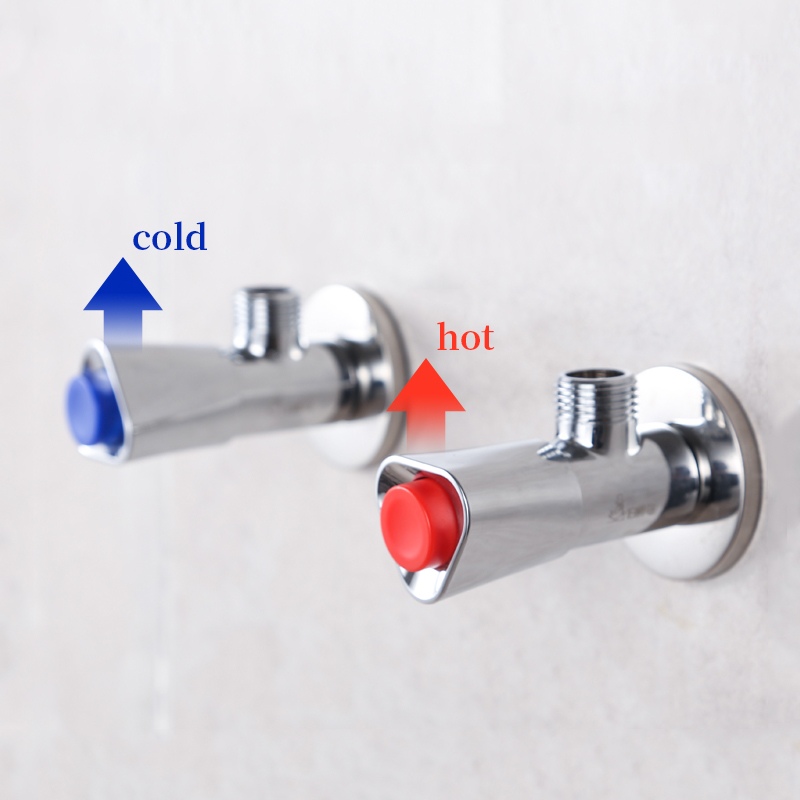 Bathroom Angle Valve Copper Filling Valve Hot/Cold Water Valve Anti-explosion Thicken Push Button Switch Valve for Toilet Sink