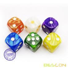 16mm Marble Pipped D6 Dice Round Corner 6 Sided Dice MTG Dice for Board Game RPG DND Yahtzee or Math Learning