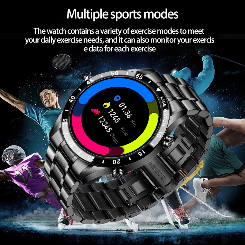 LIGE 2020 New Smart Watch Men Full Touch Screen Sports Fitness Watch IP67 Waterproof Bluetooth For Android ios smartwatch Mens