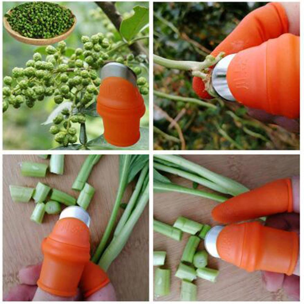 Silicone Thumb Cutter Set Labor-saving Harvesting Plant Picking Tool Vegetable And Fruit Garden Stainless Steel Picking Tools