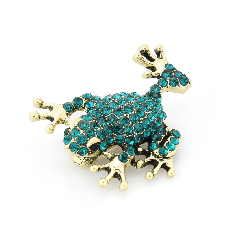 Wuli&baby Full Rhinestone Frog Brooches Women Lovely Metal Frog Party Casual Brooch Pins Gifts