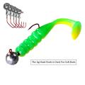 37pcs/lot Stainless Steel Fishing Jig Head Hook 1.8g 3g 5g 6g 10g Lead Head Crank Hook For Soft Worm Fishing Tackle