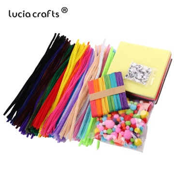 Lucia crafts Chenille Stems + Googly Eyes+ Ice cream stick + Pom Poms Ball+ Non-Woven Kid DIY Craft Supplies Y0126